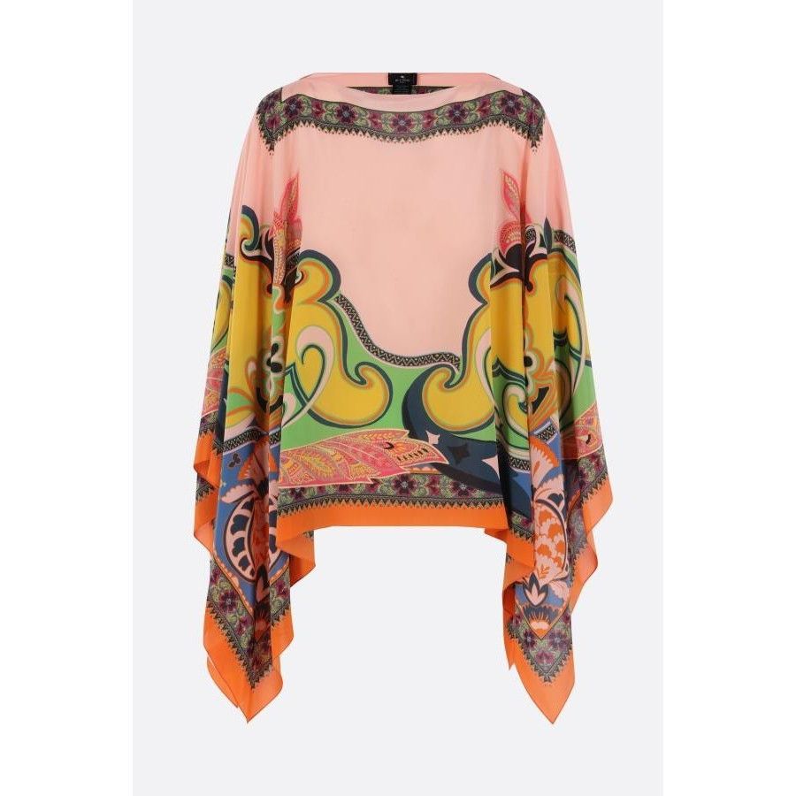 Etro ETRO Multicolor Paisley Silk Poncho Blouse New & Authentic ( Size ONE SIZE - 1 Thumbnail