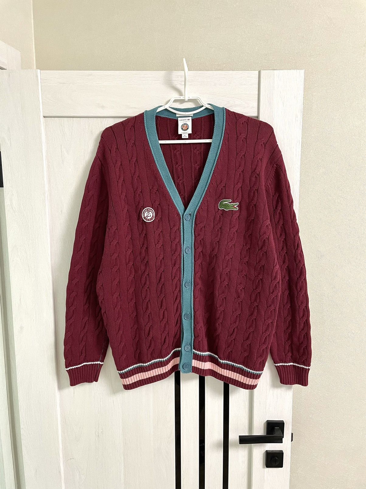 Lacoste Lacoste Roland Garros Tennis Cable Knit Sweater Cardigan Size US XXL / EU 58 / 5 - 1 Thumbnail