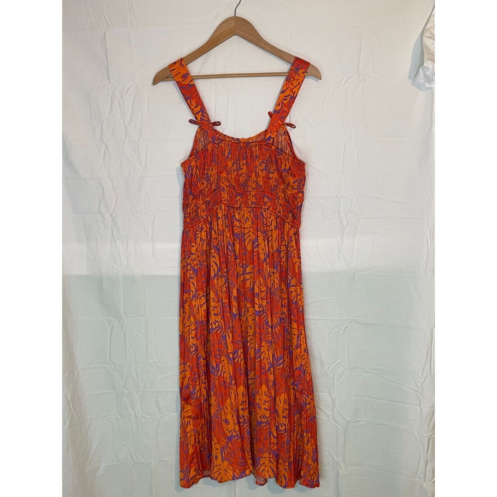 Nine West Nine West Women's Sleeveless Orange Dress Tropical Pattern Size M / US 6-8 / IT 42-44 - 2 Thumbnail