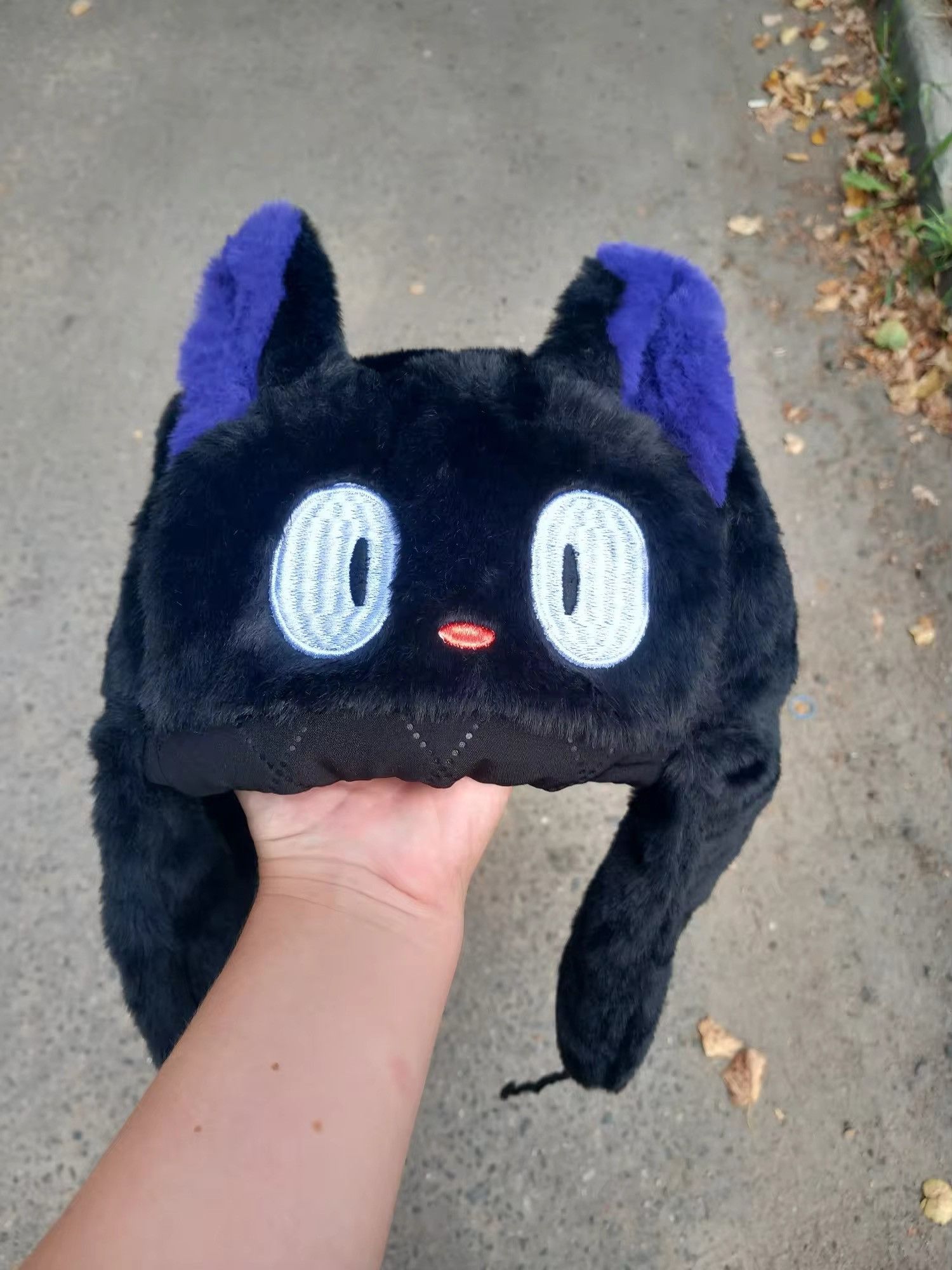 Japanese Brand × Vintage Y2K Cartoon Black wolf Ushanka Cute Winter Hat Size ONE SIZE - 8 Thumbnail