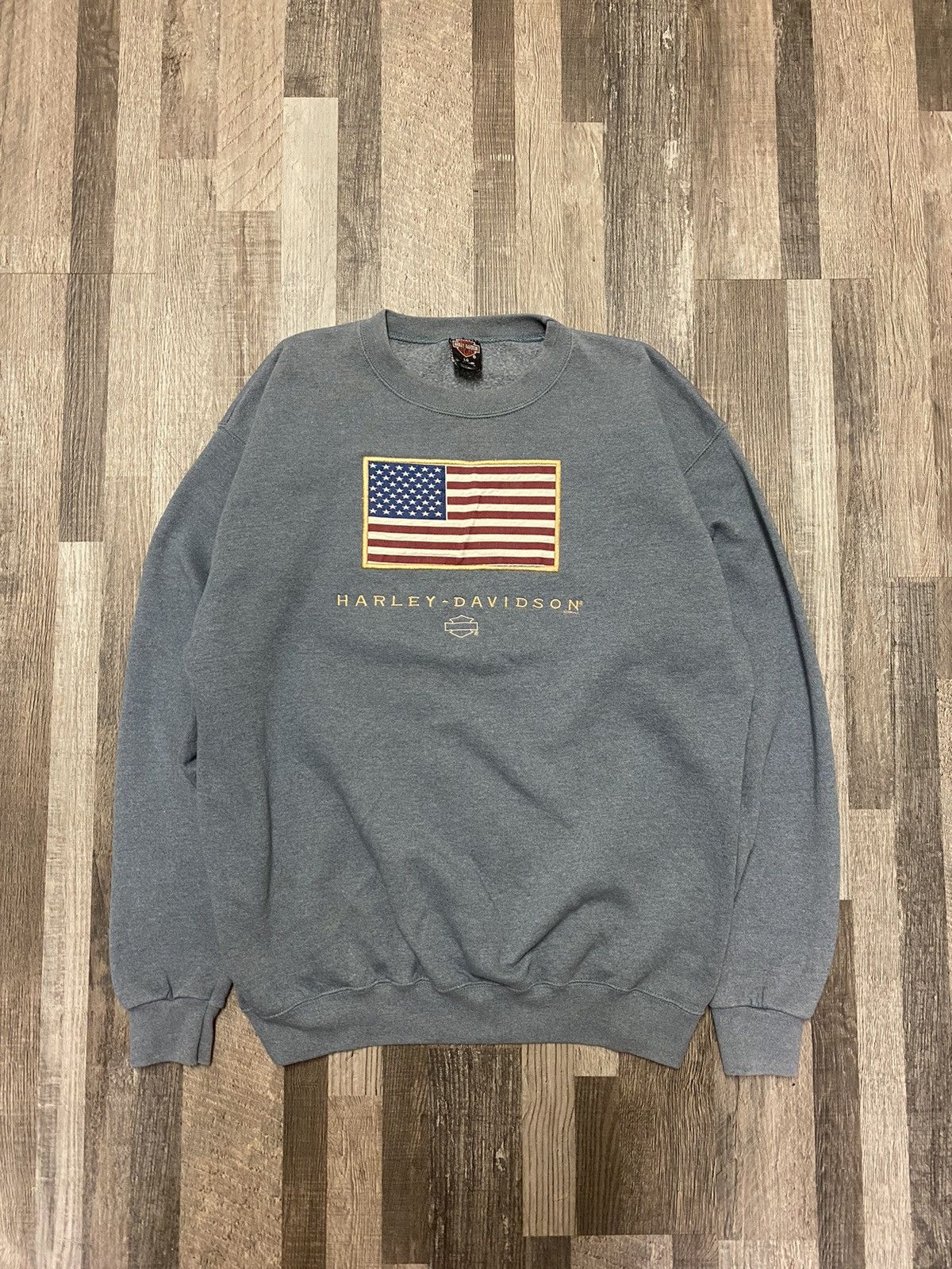 Harley Davidson × Vintage 1995 Vintage Harley Davidson Flag Crewneck Sweatshirt Polo Size US L / EU 52-54 / 3 - 1 Thumbnail