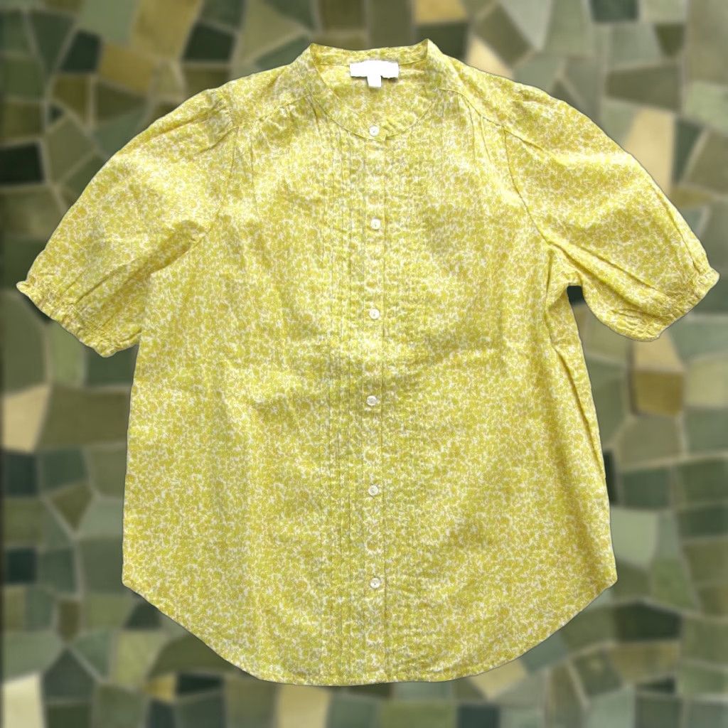 Lucky Brand Lucky Brand Blouse Short Sleeve XS 100% Cotton Floral Yellow Women Size XS / US 0-2 / IT 36-38 - 1 Thumbnail
