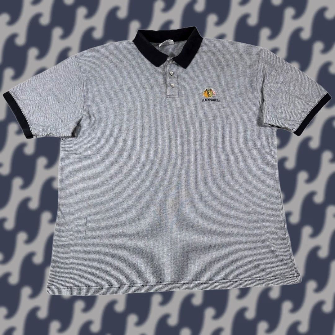 Vintage VINTAGE Chicago Blackhawks Polo Shirt Embroidered Logo 90s NHL • Size 2XL Men Gray Cotton Polo Shirt Embroidered Logo 90s NHL Mens Size US XXL / EU 58 / 5 - 1 Thumbnail
