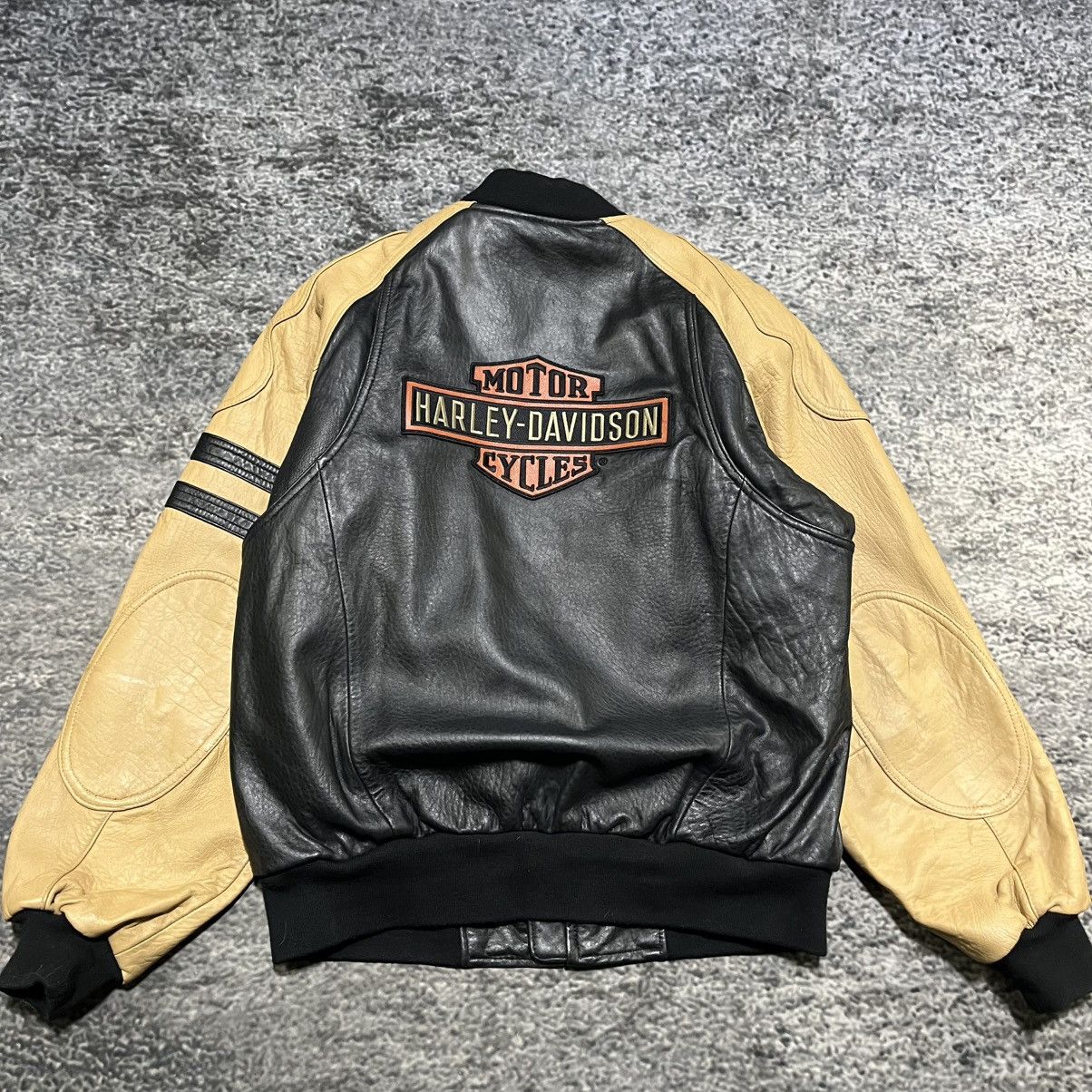 Harley Davidson VINTAGE HARLEY DAVIDSON BIKER LOGO VARSITY LEATHER JACKET Size US M / EU 48-50 / 2 - 10 Thumbnail