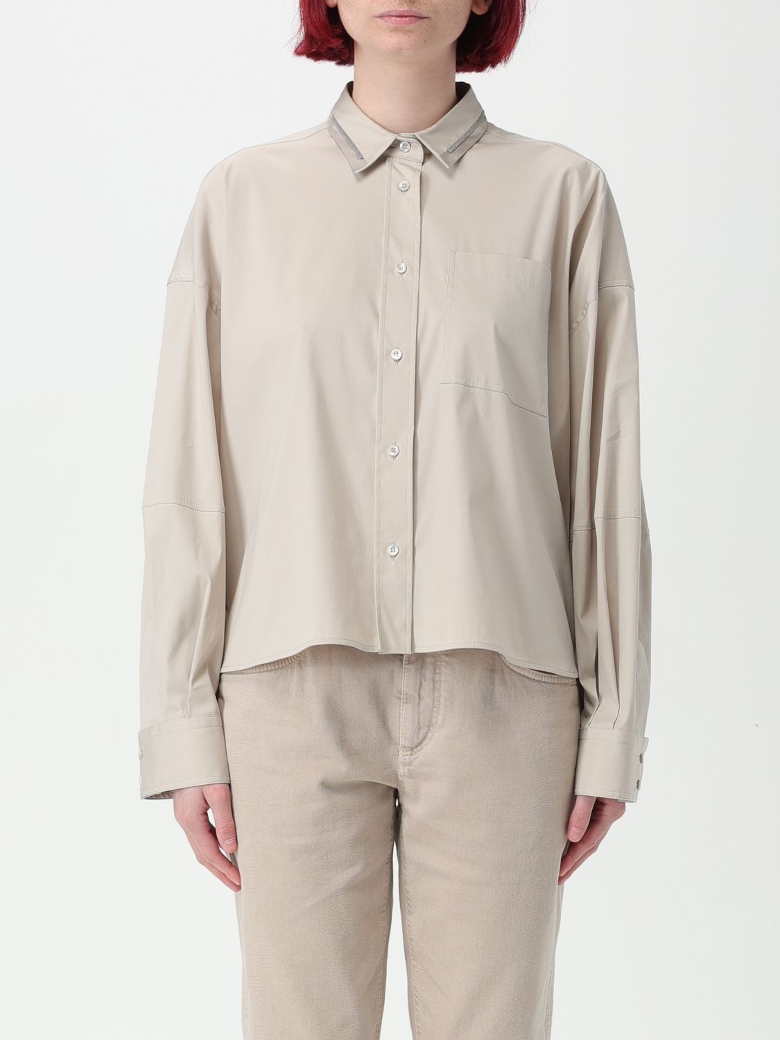 image of Brunello Cucinelli Shirt Woman Beige, Women's (Size Medium)