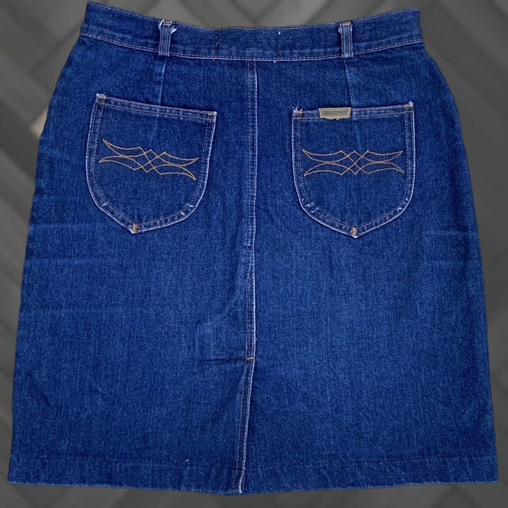 Vintage VINTAGE Bidanpow Denim Skirt High Waist Jean Skirt Size 26 28 1/2” Waist Blue Cotton Denim Short Mini Skirt Women 70s 80s Style Mens Womens Girls Size 26" / US 2 / IT 38 - 1 Thumbnail