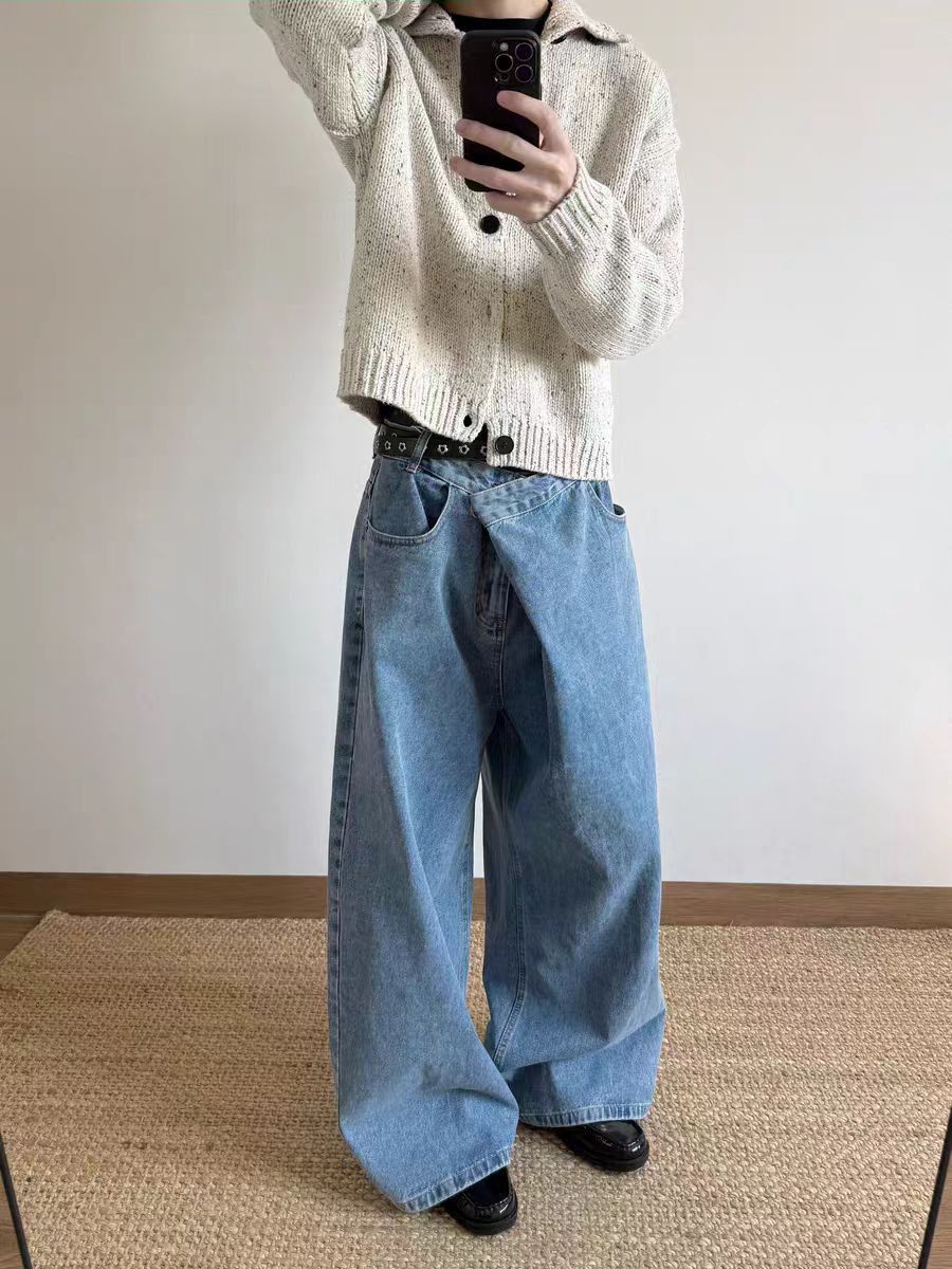Other Asymmetrical-Cut Wide-Leg Washed Jeans Size US 30 / EU 46 - 5 Thumbnail