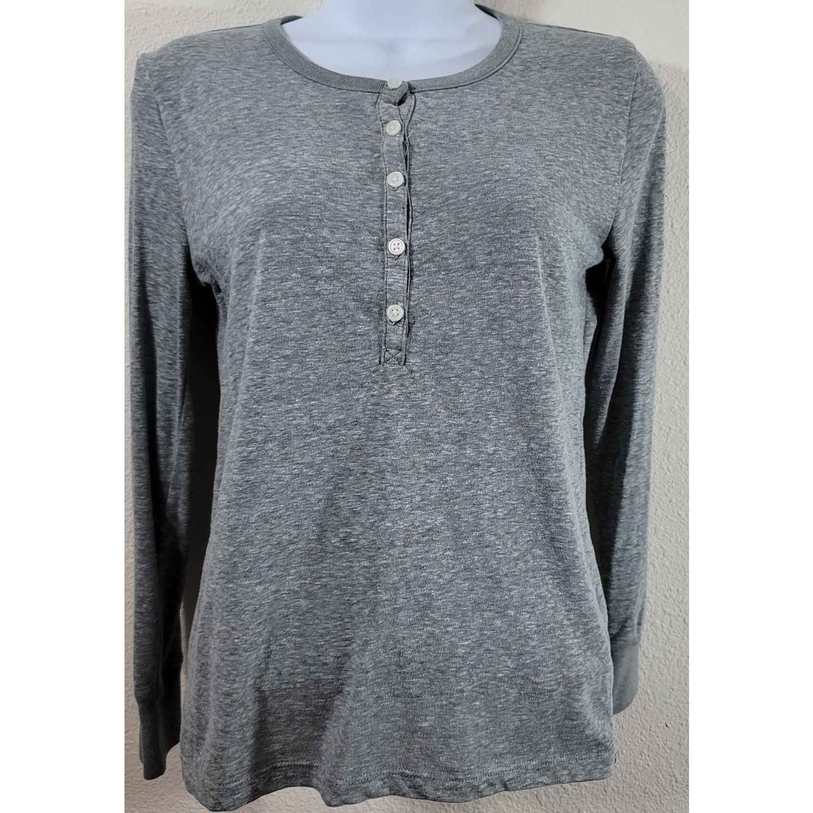 Other J. Crew Mercantile Gray Heathered Henley Top Small Soft Size S / US 4 / IT 40 - 1 Thumbnail