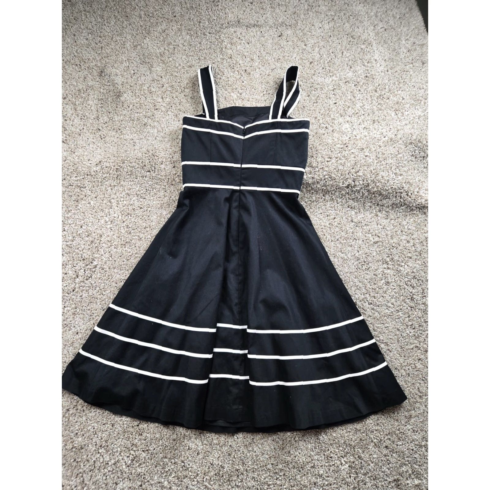 White House Black Market White House Black Market Dress Womens 0 Black Striped Fit Flare Sleeveless Size XS / US 0-2 / IT 36-38 - 5 Thumbnail