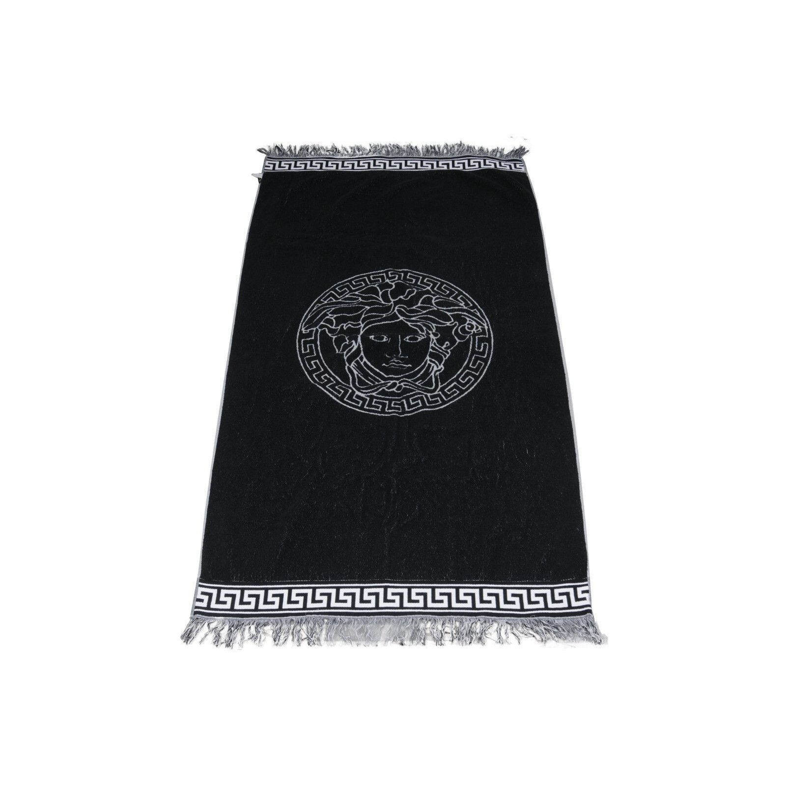 Versace Medusa Head Logo Greca Fringe Throw Blanket Black Size ONE SIZE - 14 Thumbnail