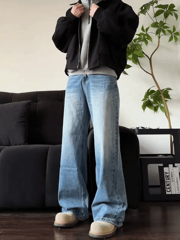 Jean Kitazawa x Kawa Blue Washed Straight Baggy Wide Leg Jeans Size US 30 / EU 46 - 7 Thumbnail