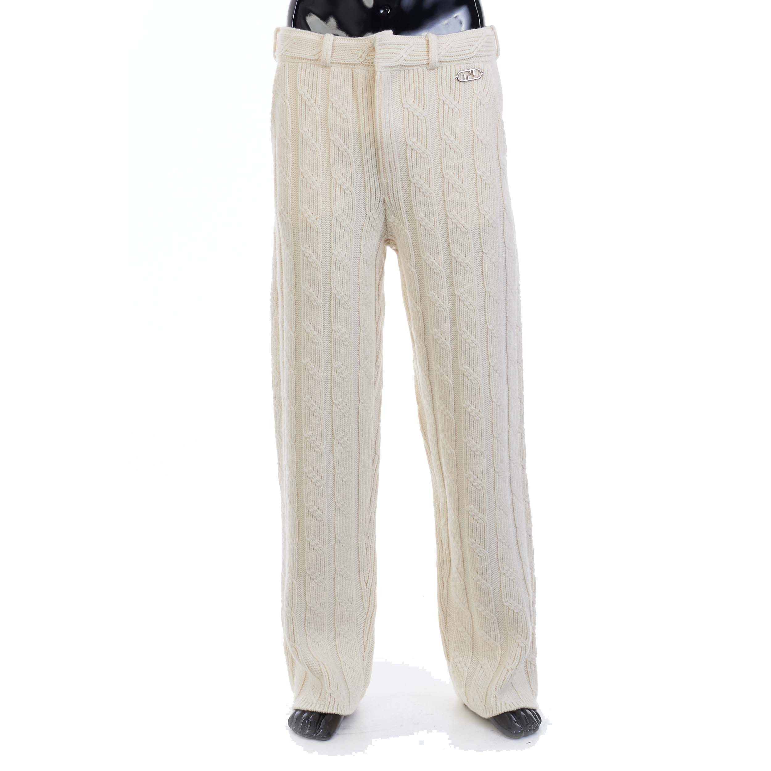 Fendi White Wool Knit Trousers Pants Size US 30 / EU 46 - 1 Thumbnail