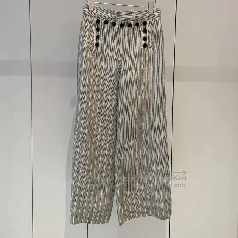 Dior Dior Summer Gray Striped Cotton Relaxed Pants . Size 28" / US 6 / IT 42 - 1 Thumbnail