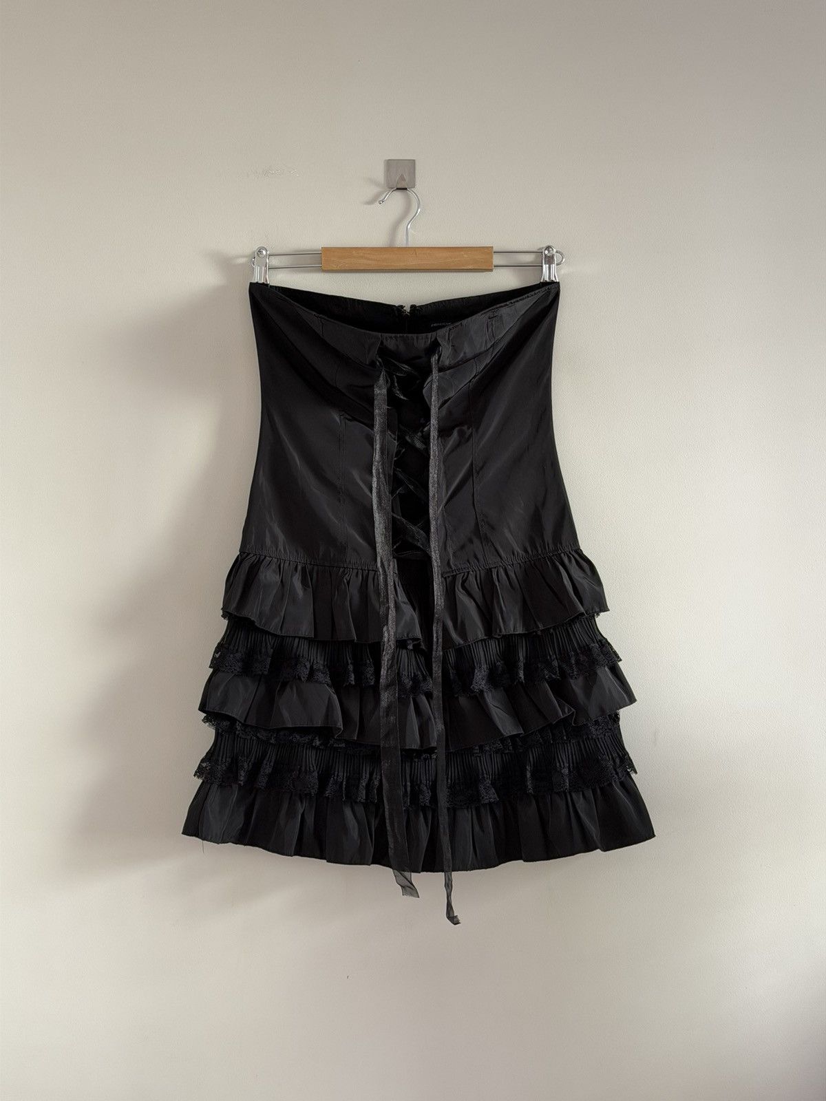 Vintage Black Corset Mini Dress Size L / US 10 / IT 46 - 1 Thumbnail