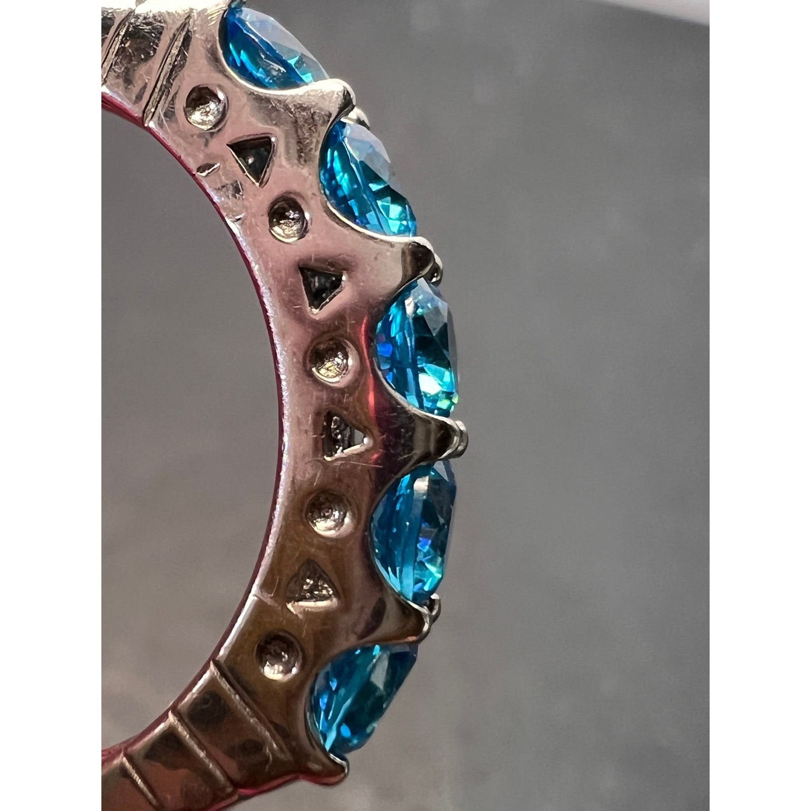 Other 5 stone blue CZ rhodium over Sterling silver ring size 9 Size ONE SIZE - 3 Thumbnail