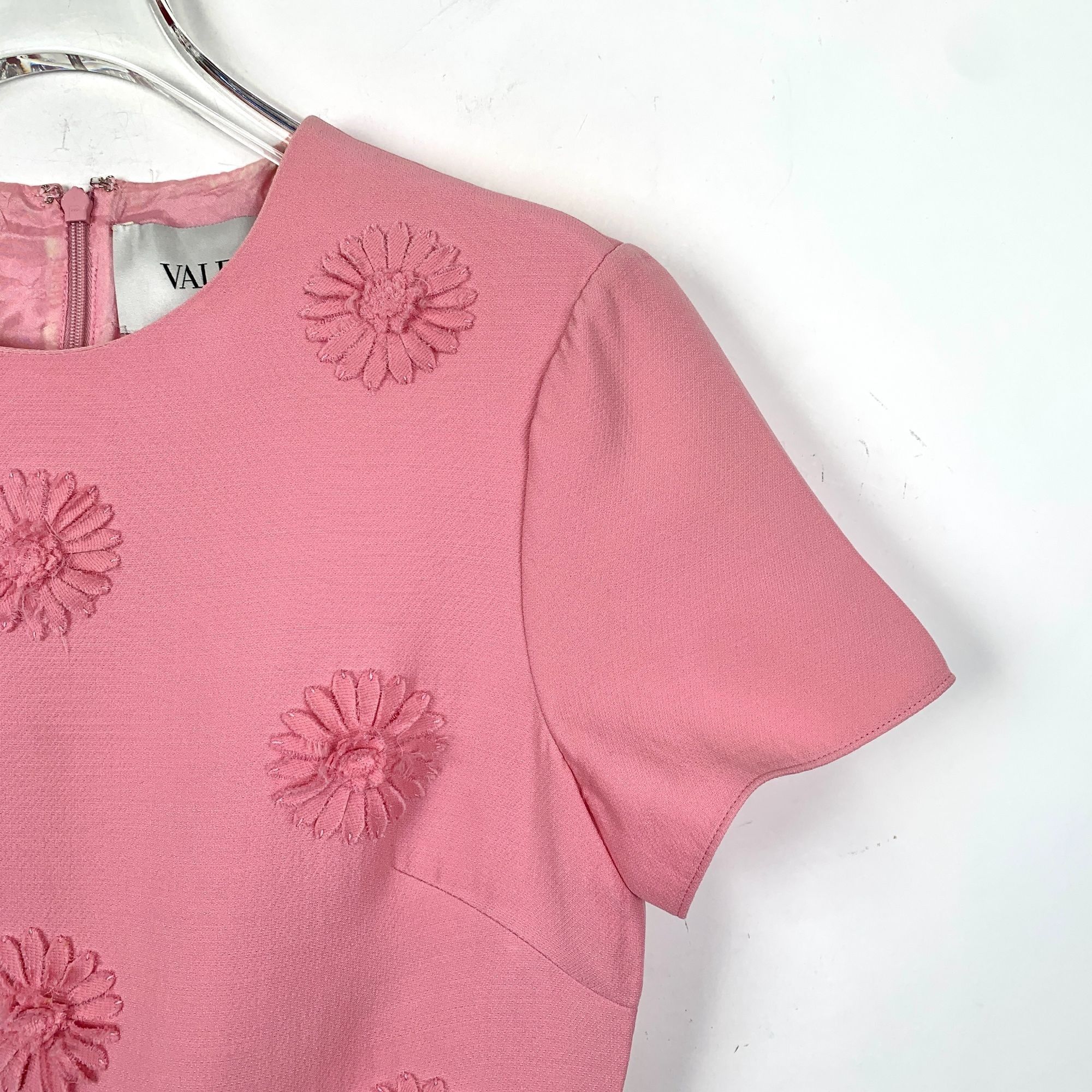 Valentino Valentino Pink Floral Embroidered Round Neck Short Sleeve Dr Size S / US 4 / IT 40 - 7 Thumbnail