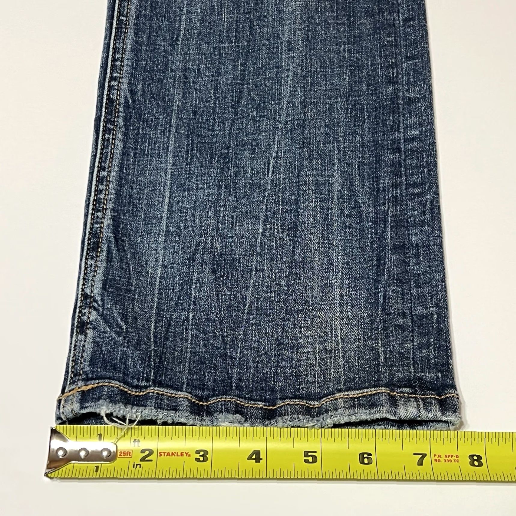 BKE BKE Victoria Straight Jeans Womens Tag 32x32 35x32 Blue Mid Rise Stretch Denim Distressed Pockets Zip Button Size 24" / US 00 / IT 34 - 6 Thumbnail