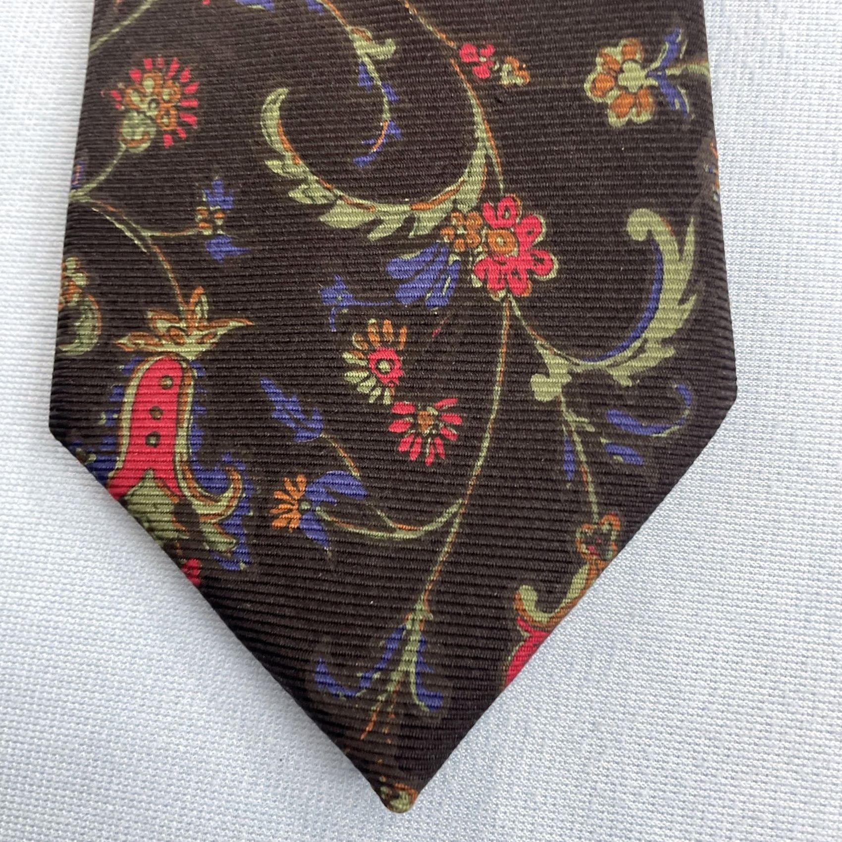 Vintage VINTAGE Drake's for Ben Silver Charleston Silk Tie Black Floral England Necktie 3.5x60" Size ONE SIZE - 2 Thumbnail