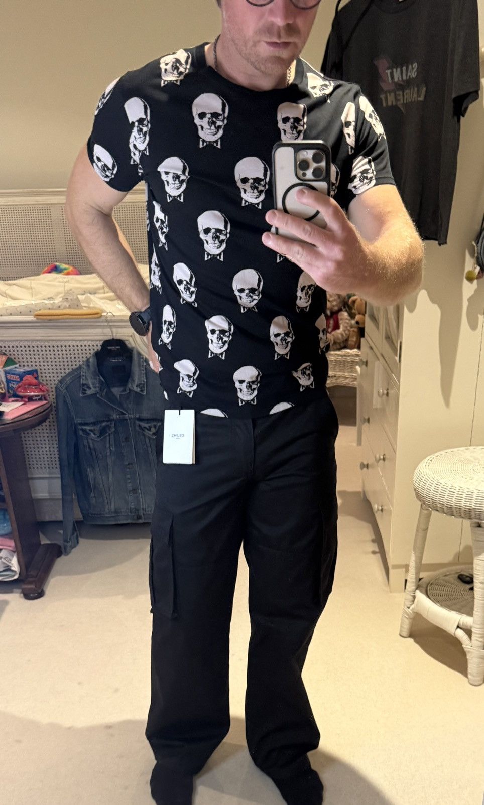 Saint Laurent Paris Grail FW15 Saint Laurent skull boack T shirt Hedi Slimane Size US S / EU 44-46 / 1 - 2 Thumbnail