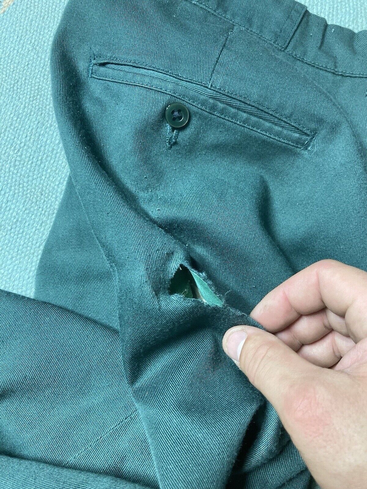 Vintage VTG 70s chino work pants green workwear twill talon 29x30 Size US 29 - 9 Thumbnail