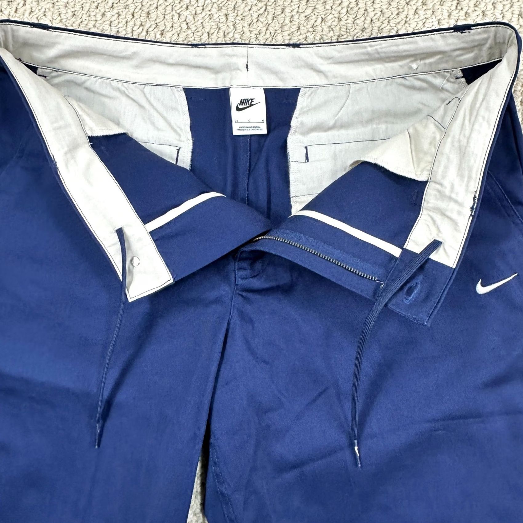 Nike Nike Life El Chino Pants Mens 36x32 Navy Baggy Wide Leg Skater Y2K Drawstring Size US 36 / EU 52 - 3 Thumbnail