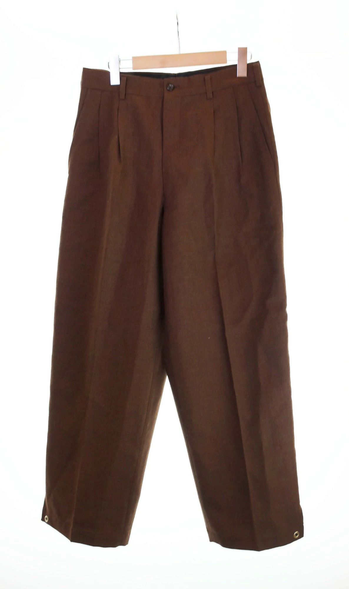 Comme des Garcons Homme Plus Cropped Pants Wool Zipper 2 Tuck Wide Pattern Brown Size US 28 / EU 44 - 1 Thumbnail