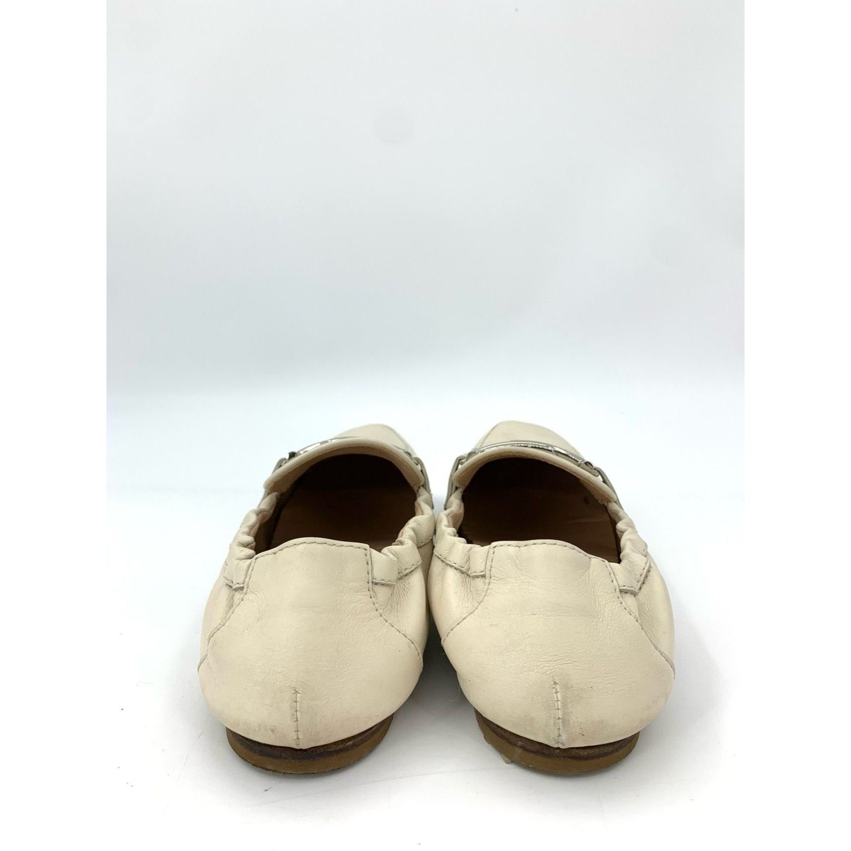 Tod's Tods Womens Ivory Leather Loafers With Silver Buckle Accent Size US 7 / IT 37 - 4 Thumbnail