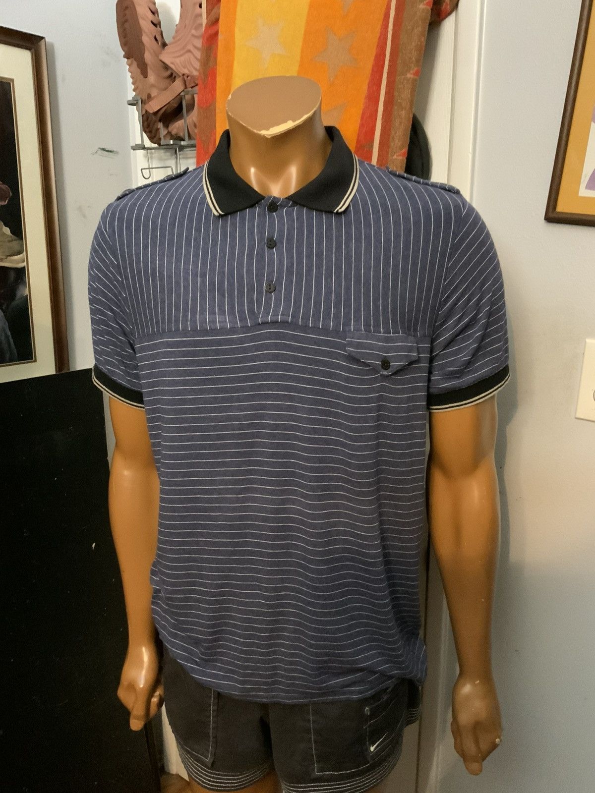 Other Morphine Generation Striped Stretch Rayon Pocket Polo Shirt Size US L / EU 52-54 / 3 - 7 Thumbnail