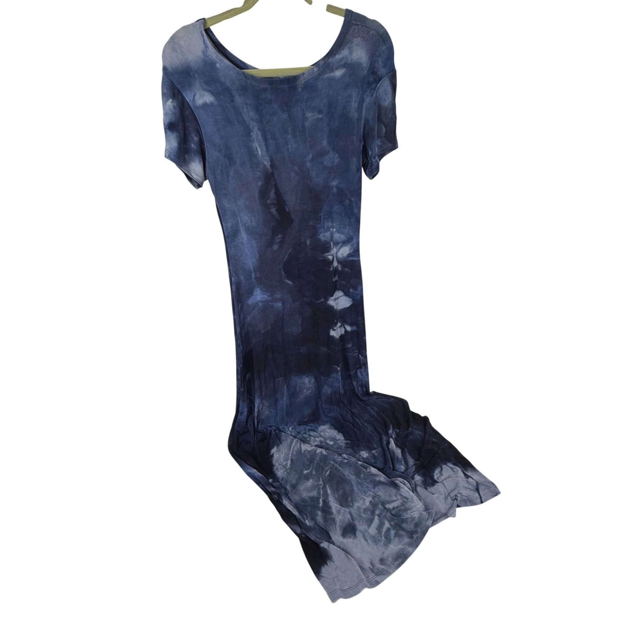 Other Vintage 90's Deep Blue Tie-Dye Short-Sleeve Boho Maxi Dress Size M / US 6-8 / IT 42-44 - 3 Thumbnail