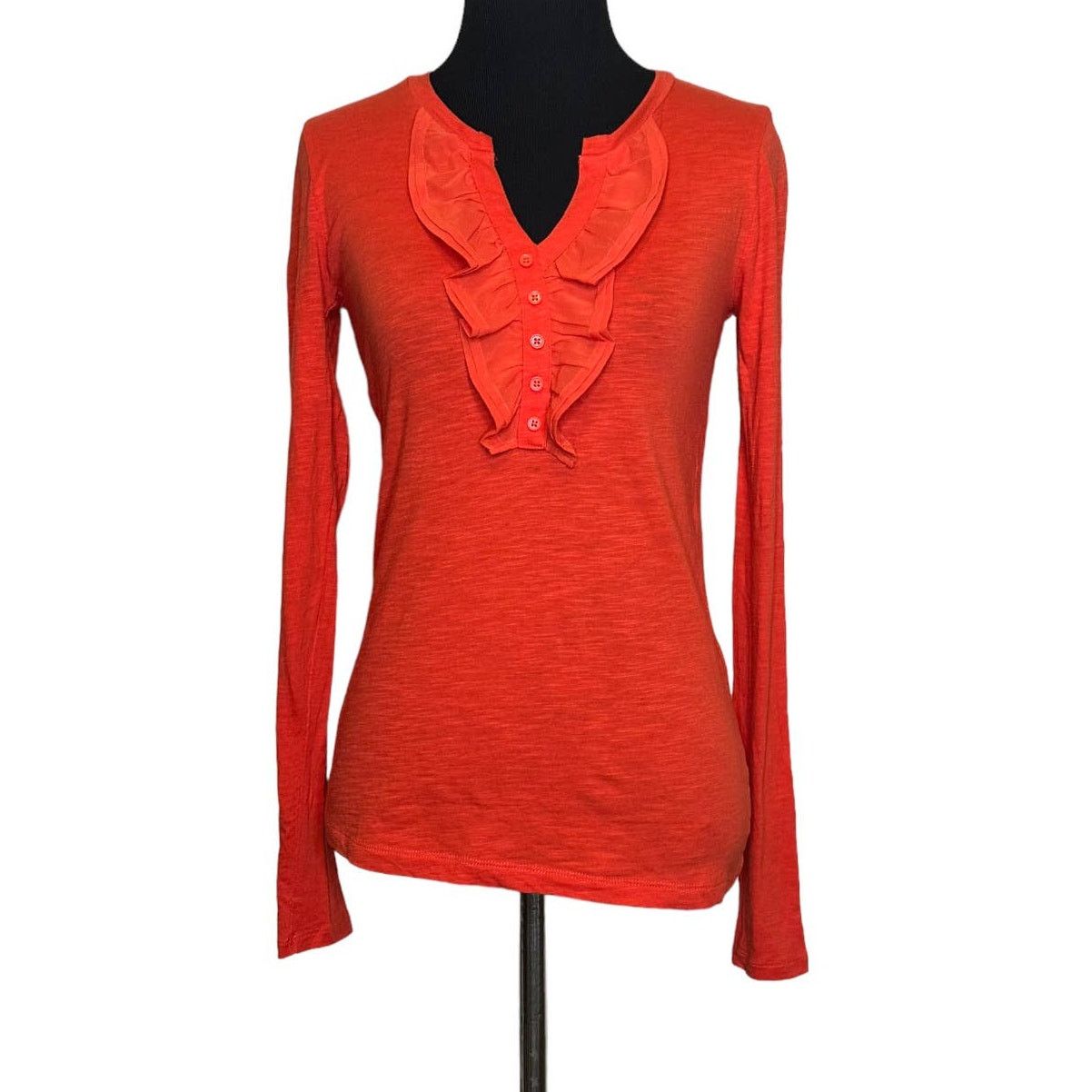 Loft Loft orange long sleeve ruffle blouse size XSP Size XS / US 0-2 / IT 36-38 - 9 Thumbnail