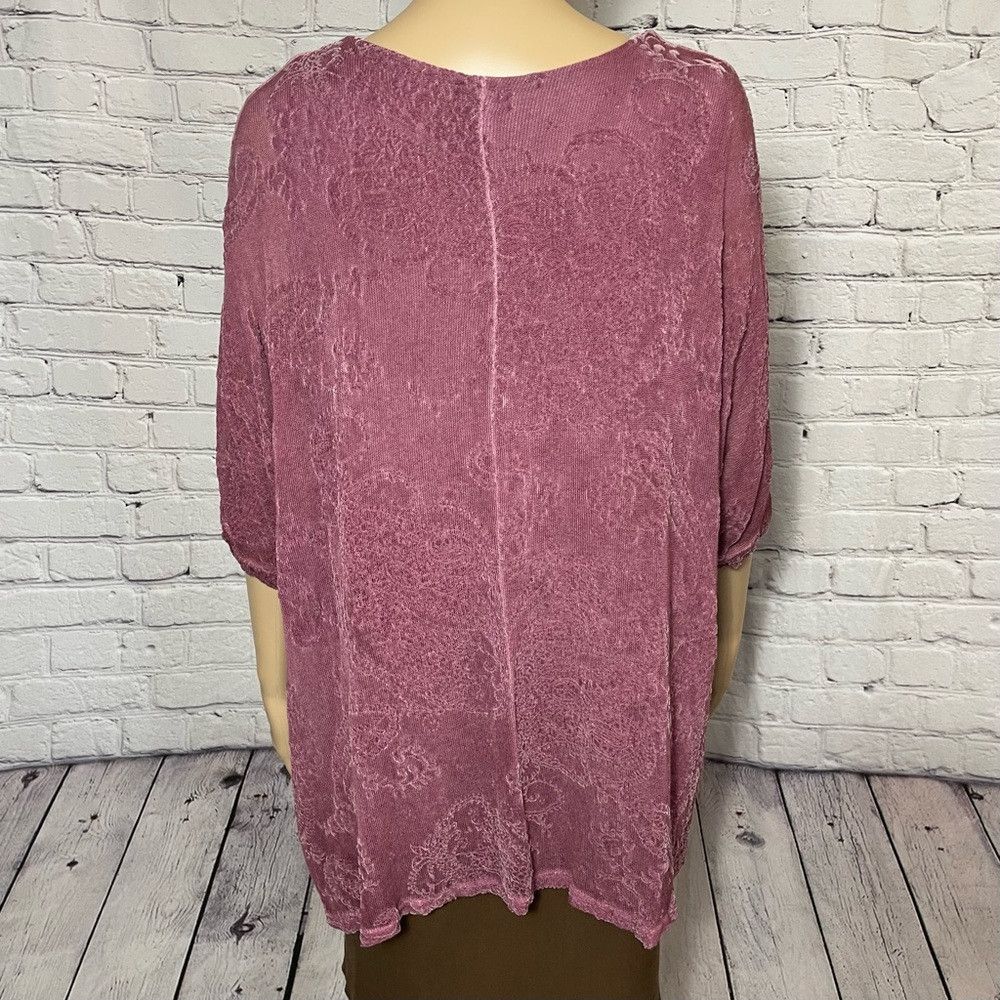 Other Soft Surroundings Rose Textured Short Sleeve Knit Top Made Size M / US 6-8 / IT 42-44 - 4 Thumbnail