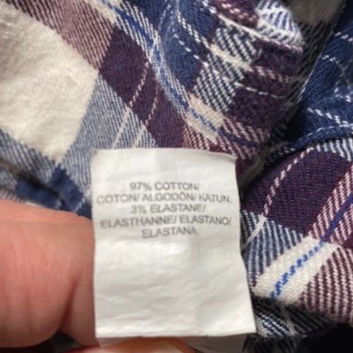 Lucky Brand Lucky Brand Shirt Mens Medium Burgundy Blue Plaid Saturday Stretch Button-Down Shirt Size US M / EU 48-50 / 2 - 5 Thumbnail
