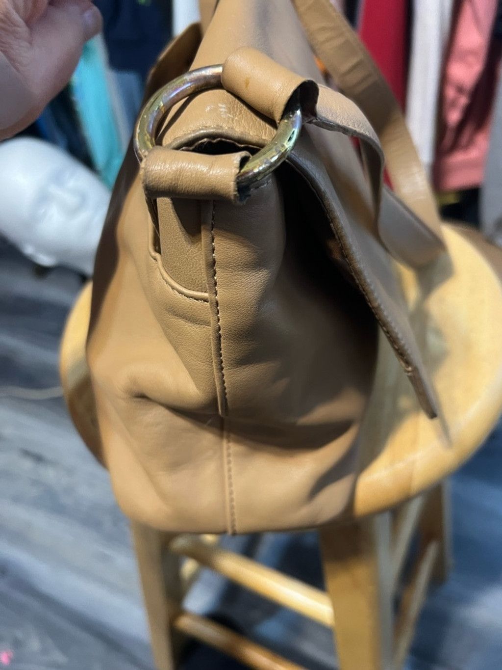 Lord & Taylor Women's Lord & Taylor Tan Leather Shoulder Bagu in Size ONE SIZE - 10 Thumbnail