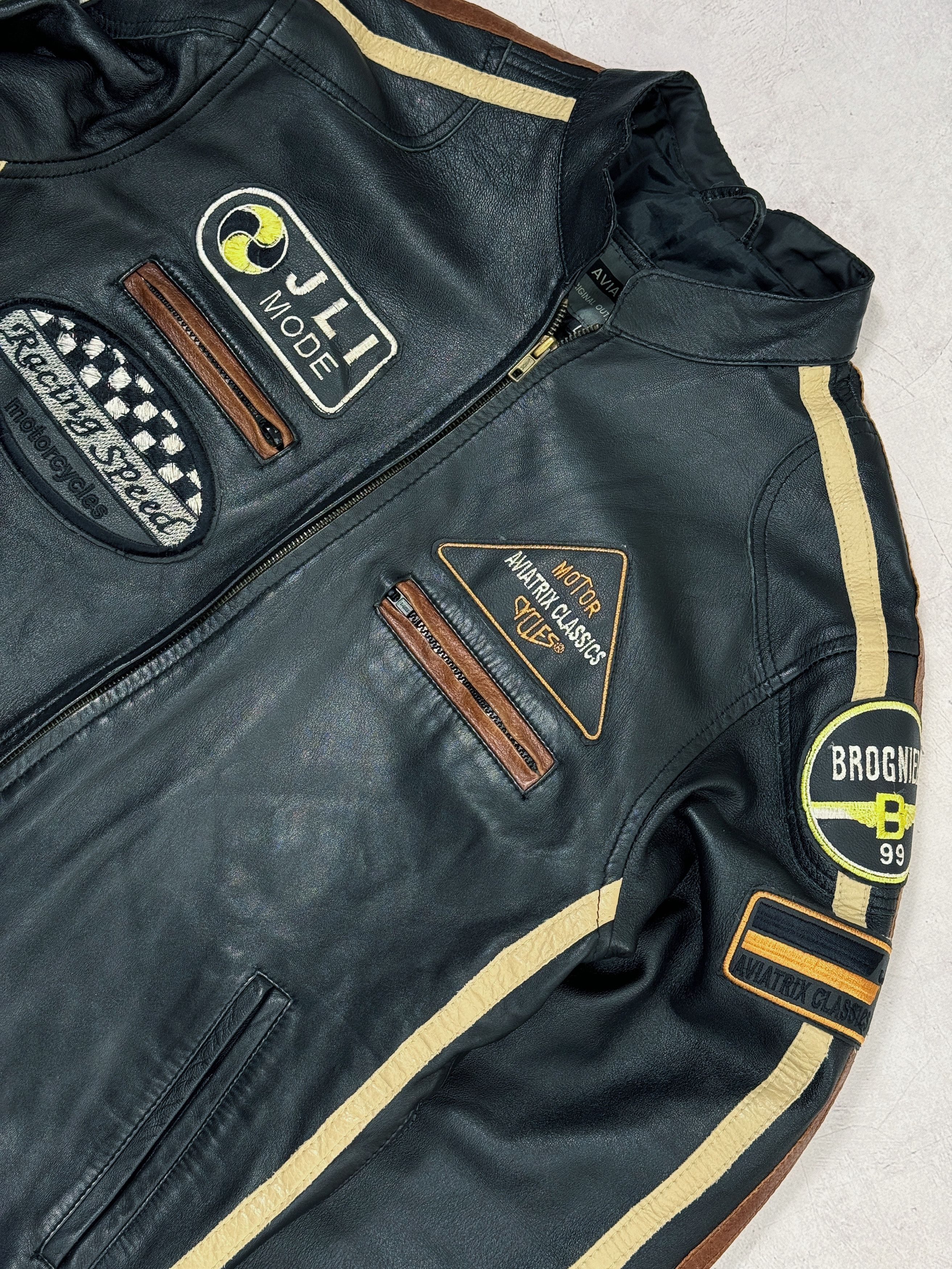 Other Vintage Racing Speed Leather Motorcycle Jacket Brogniez Size US M / EU 48-50 / 2 - 7 Thumbnail