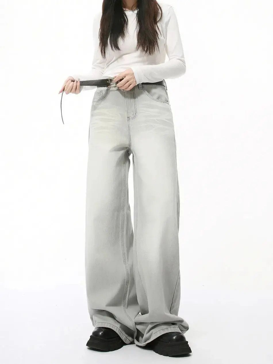 Japanese Brand Retro straight cat whisker wide leg jeans Size US 32 / EU 48 - 6 Thumbnail