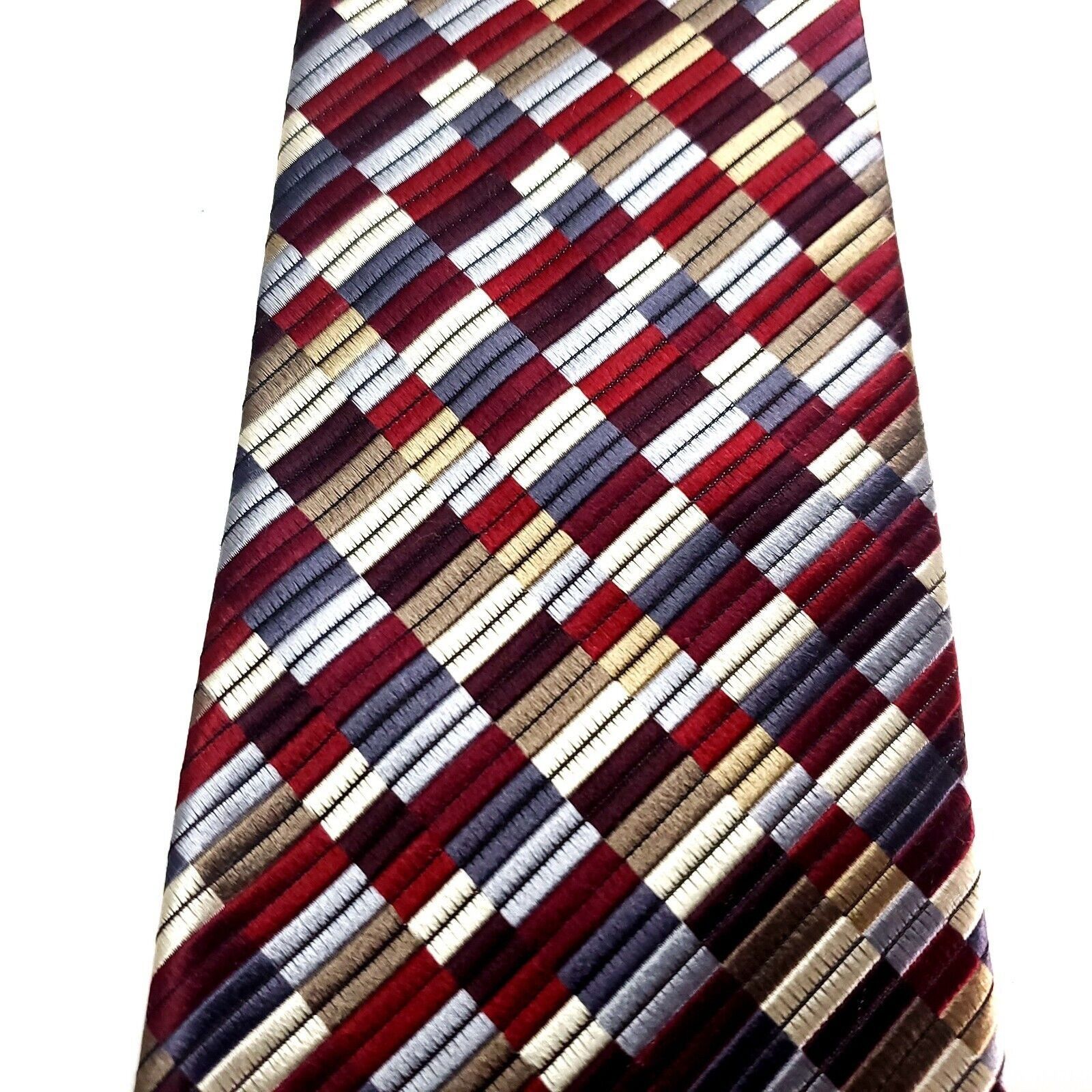 Van Heusen Van Heusen Silk Tie Woven Red Woven Stain Resistant Size ONE SIZE - 2 Thumbnail