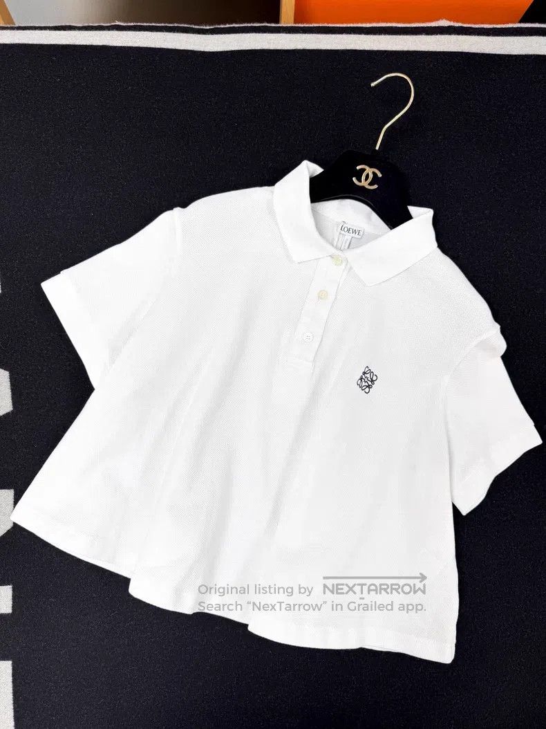 Loewe Loewe White Collar Embroidered Logo Loose Short Sleeve T-S Size M / US 6-8 / IT 42-44 - 1 Thumbnail