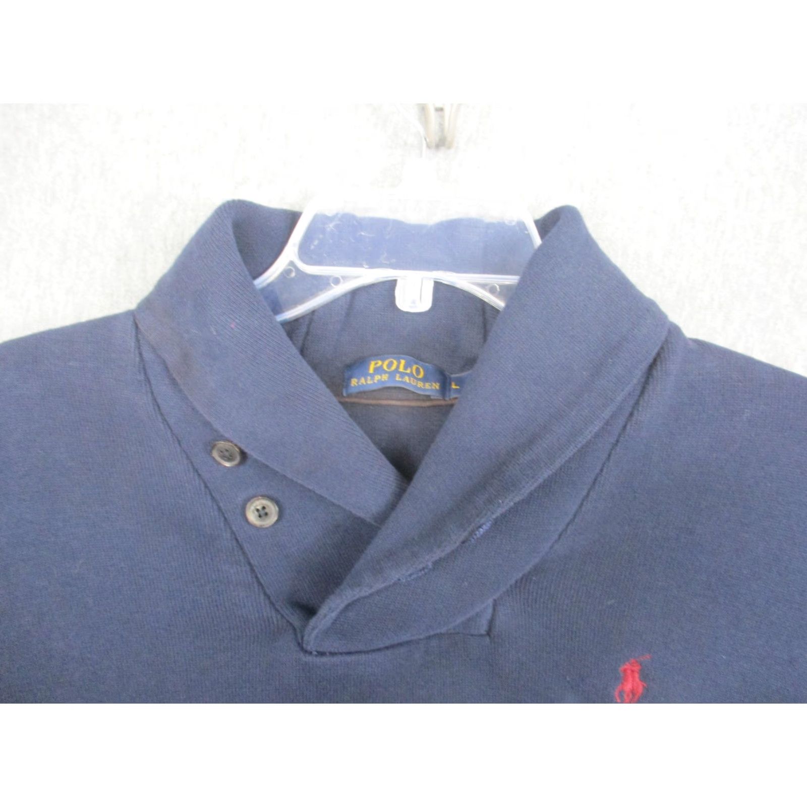 Polo Ralph Lauren VINTAGE Polo Ralph Lauren Sweatshirt Mens Large Navy Shawl Collar Elbow Patches Pullover Size US L / EU 52-54 / 3 - 3 Thumbnail