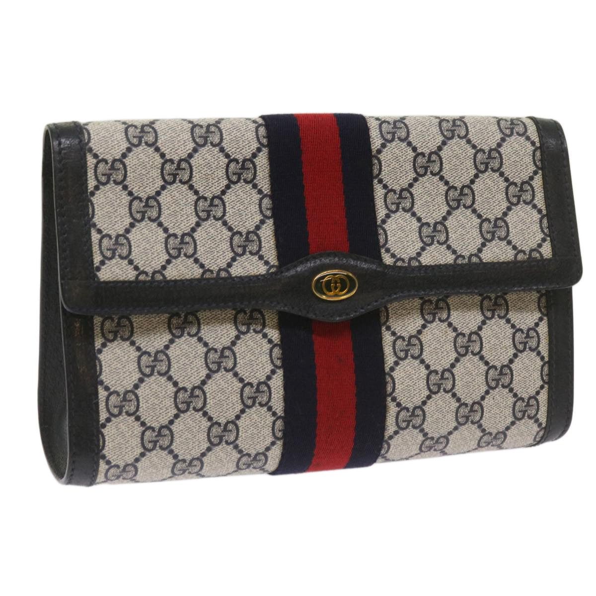 Gucci GUCCI GG Supreme Sherry Line Clutch Bag Pvc Red Navy 89 01 Size ONE SIZE - 1 Thumbnail