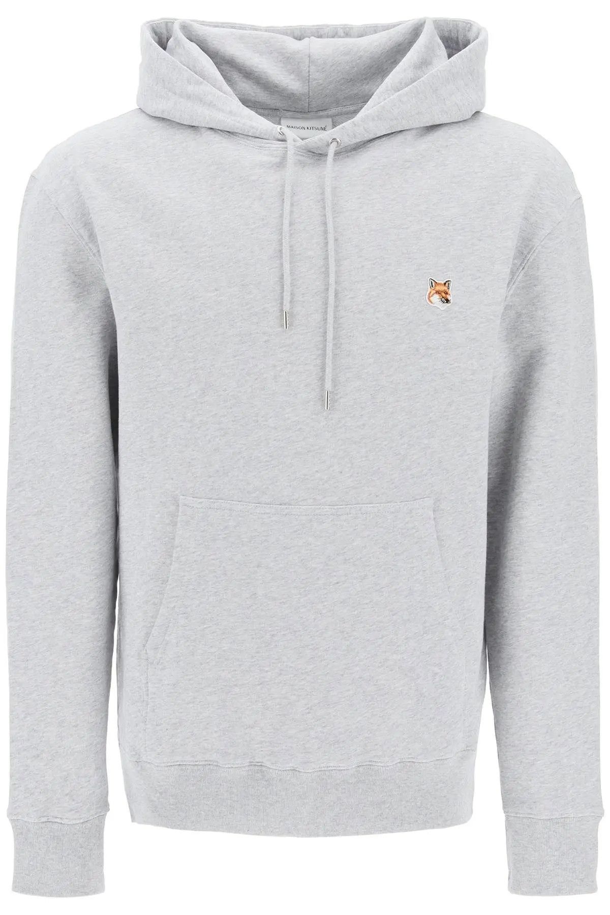 image of Maison Kitsune O1S22I1N0324 Fox Head Hooded Sweatshirt In Grey, Men's (Size Medium)