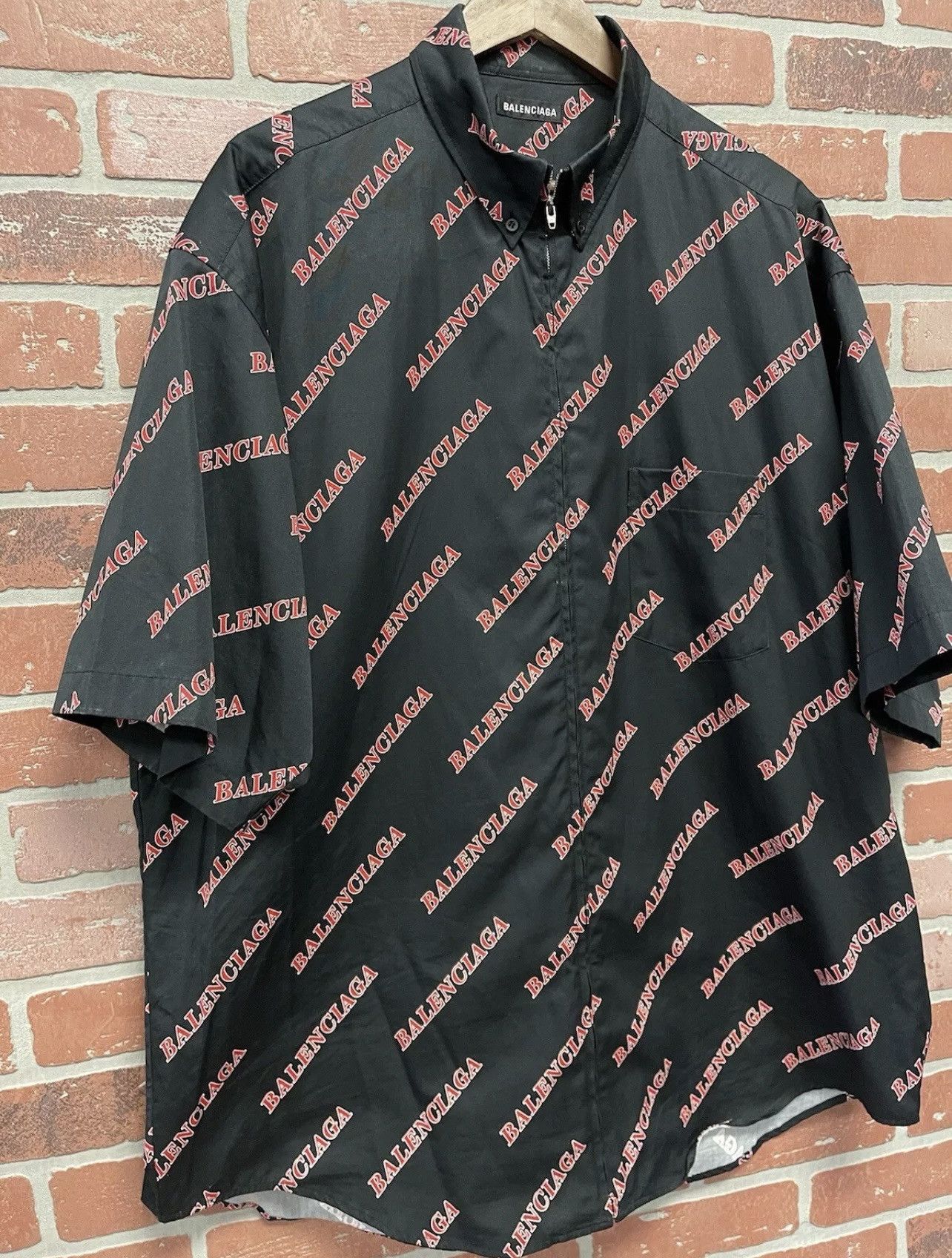 Balenciaga Size L - Balenciaga Black & Red Sporty Allover Logo Oversize Size US L / EU 52-54 / 3 - 2 Thumbnail