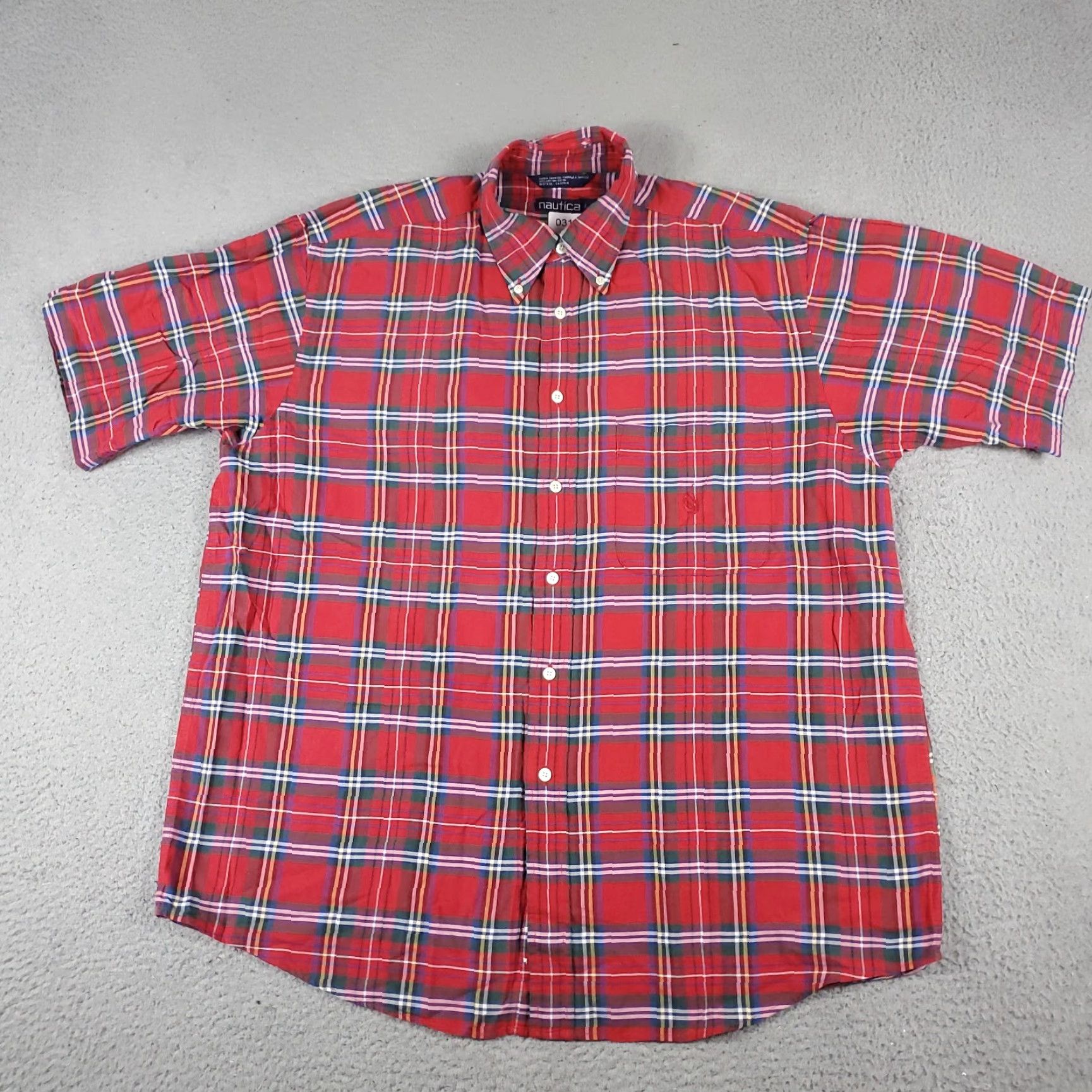 Nautica Nautica Shirt Mens L Red Plaid Button-Up Short Sleeve Casual Collared Cotton Size US L / EU 52-54 / 3 - 3 Thumbnail