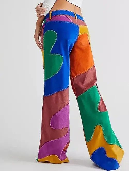 Japanese Brand Women Pants Patchworked Flare High Waist Wide Leg Size 30" / US 8 / IT 44 - 6 Thumbnail