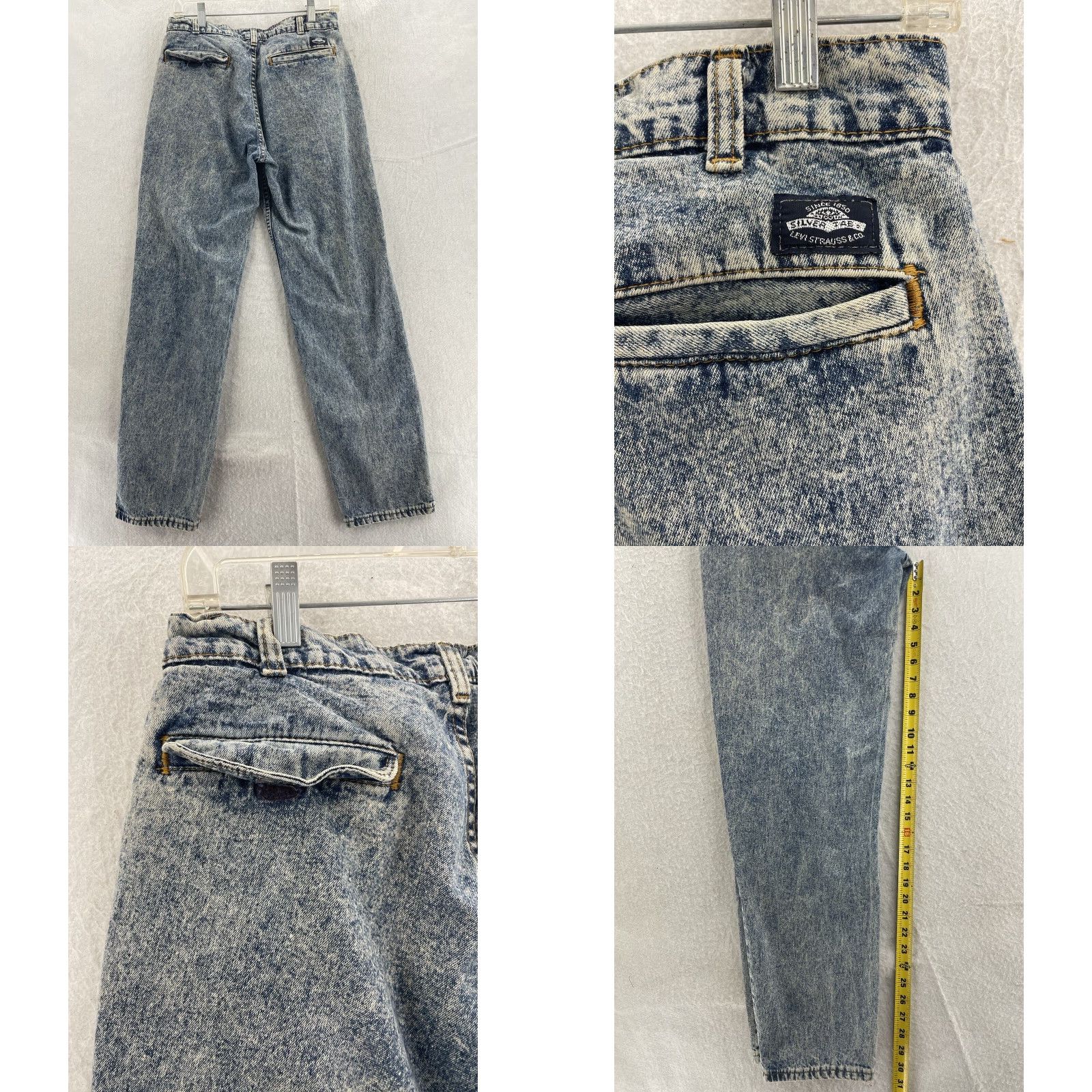 Levi's VINTAGE Levi's Silvertab Jeans Women 31x32 Blue Cotton Pleated Tapered USA 90s Womens Size 31" - 8 Thumbnail