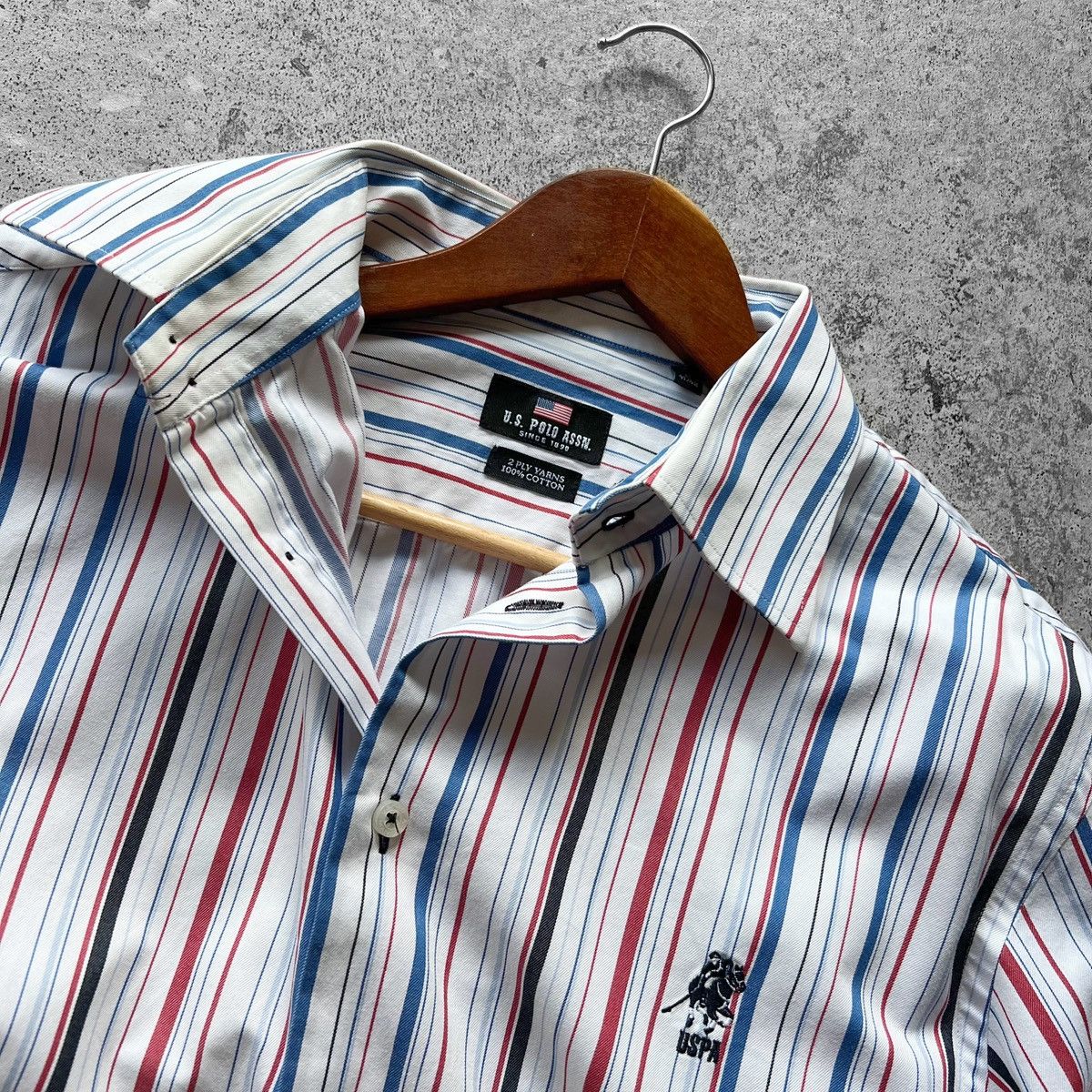 U.S. Polo Assn. × Vintage U.S. Polo Assn Vintage 2 Ply Yarns Striped Button Up Shirt Size US L / EU 52-54 / 3 - 5 Thumbnail