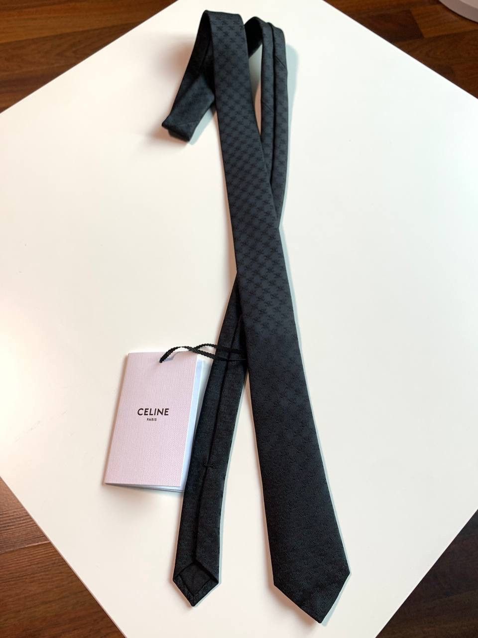 Celine Celine Homme Tie in Mini Triomphe Logo Silk Jaquard New Auth Size ONE SIZE - 6 Thumbnail
