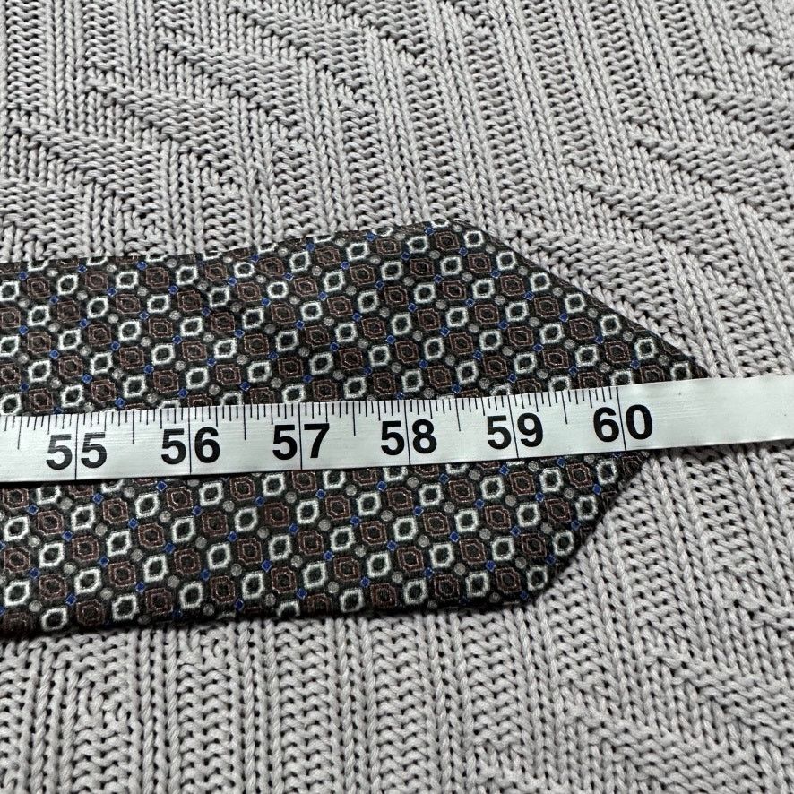 Vitaliano Vitaliano Pancaldi steel gray geometric Italian silk tie Size ONE SIZE - 5 Thumbnail