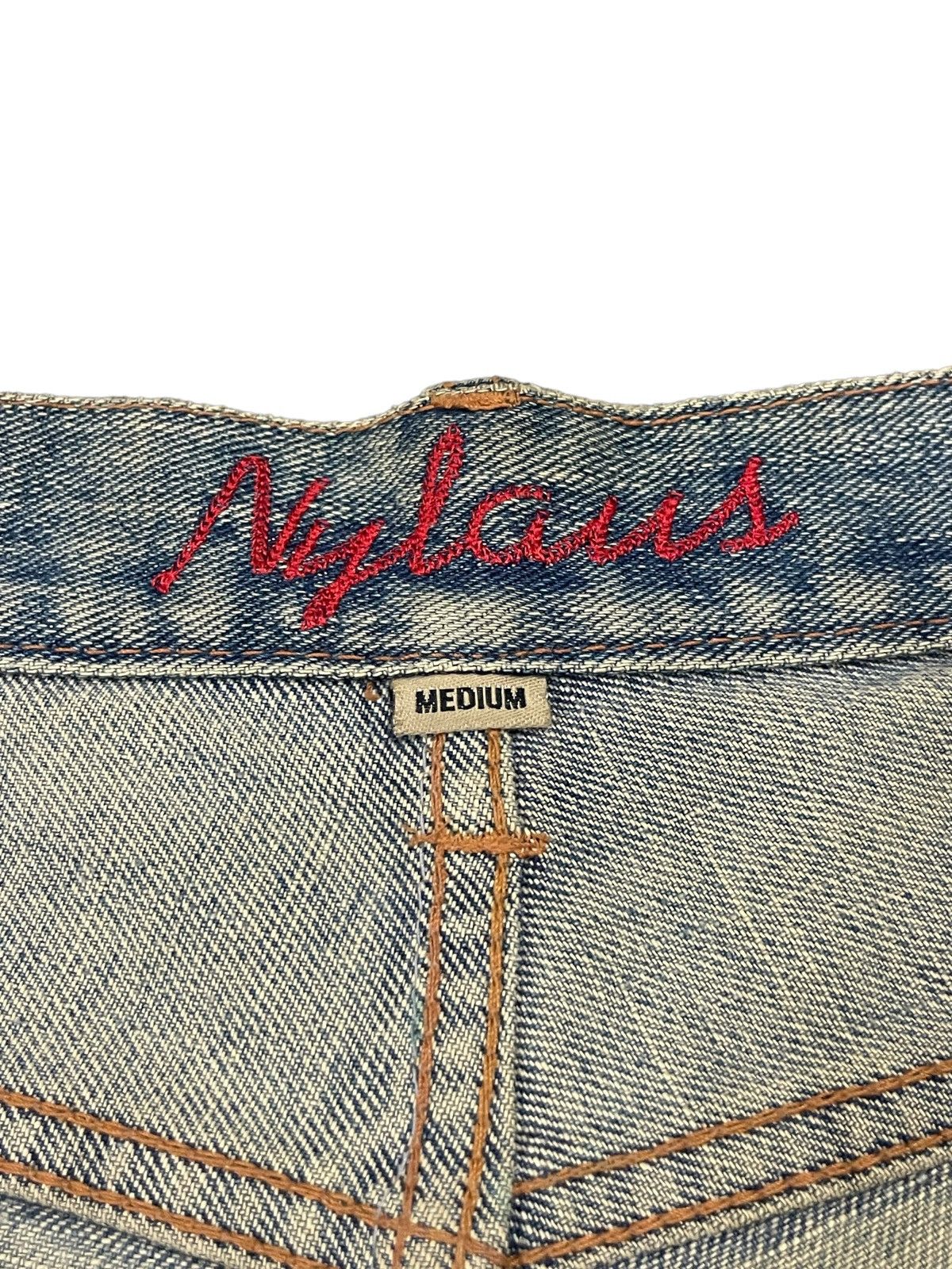 If Six Was Nine Nylous Skull & Cross Design Mud Wash Punk Ripped Loose Jeans Size US 32 / EU 48 - 18 Thumbnail