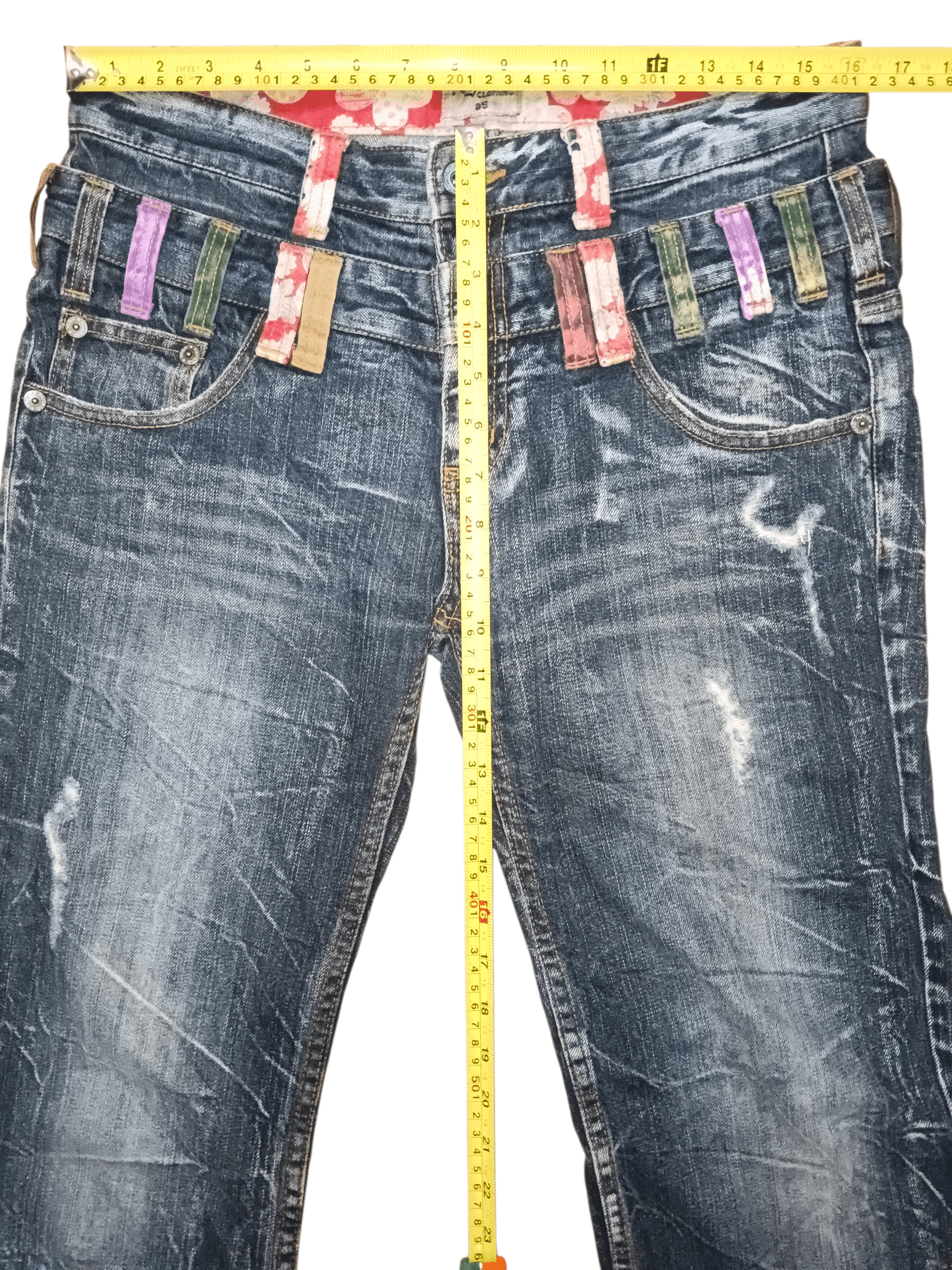 Karakuri Tamashii Nylaus Karakuri Style Double Waist Distressed Denim Size US 32 / EU 48 - 14 Thumbnail