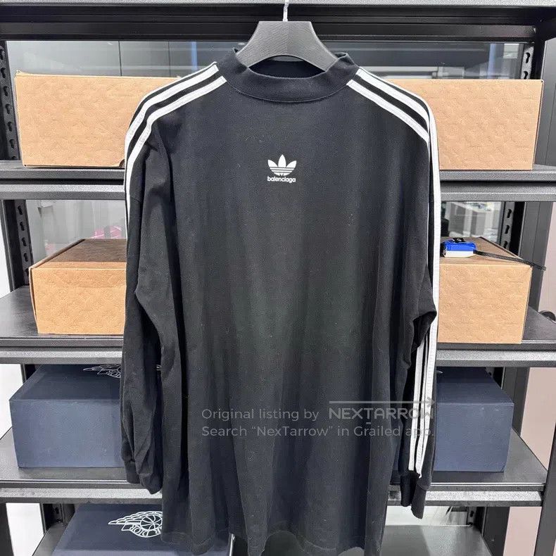 Balenciaga Logo Printed Loose Fit Sports Round Neck Long S
